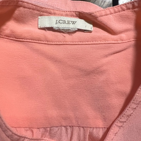 J. Crew Silk Blouse Size 10 orange pastel popover mandarin tab collar longsleeve - Picture 5 of 5